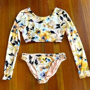 O’Neill girls long sleeve sun protection bathing suit set